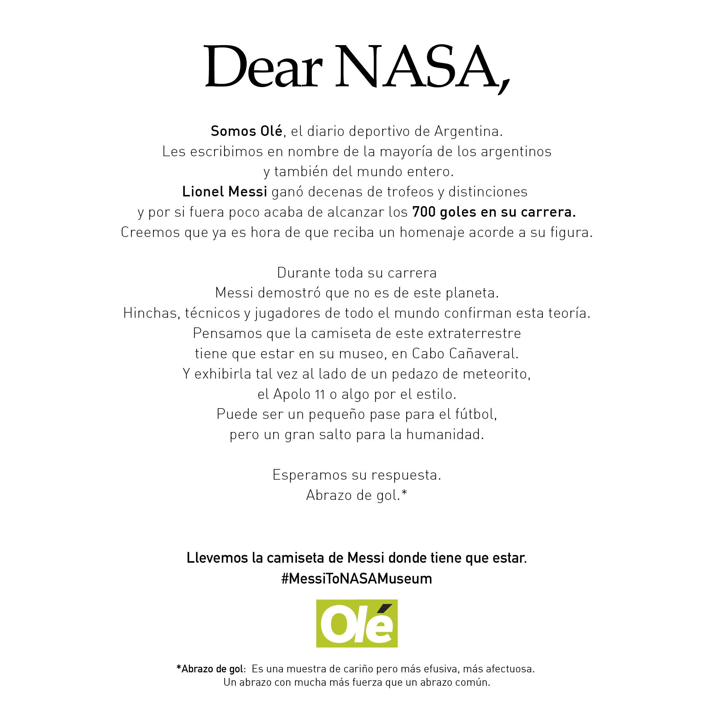 Dear NASA