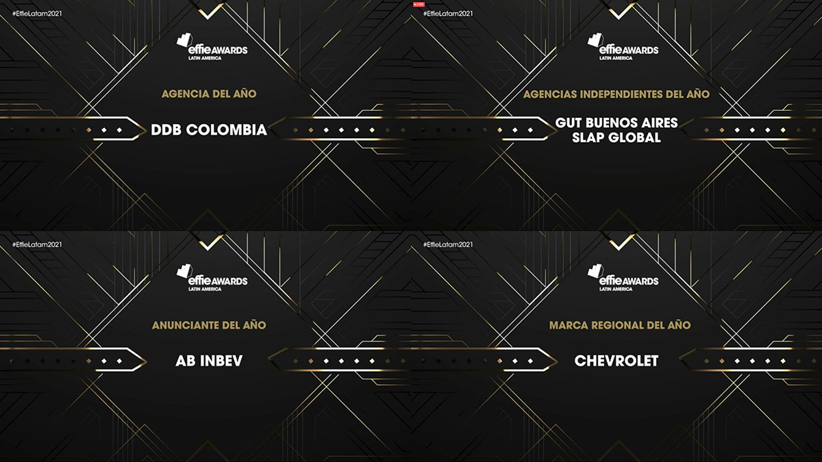 DDB Colombia, Gut Buenos Aires y Slap Global, AB InBev y Chevrolet en la cima de Effie Awards Latin America 2021 