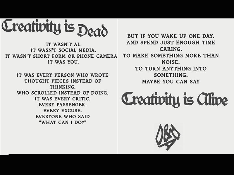 D&AD lanza un manifiesto de marca que busca demostrar que la creatividad no ha muerto 