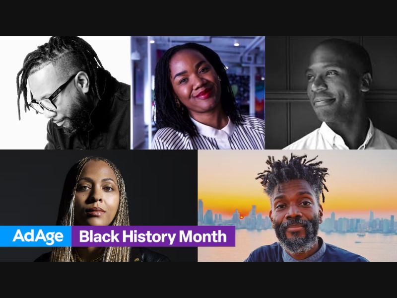 Walter T. Geer III, director creativo de innovación para Norteamérica en VML; Kaleeta McDade, directora de diseño de experiencias en VML; Keith Cartwright, fundador y director creativo de Cartwright; Asmir H. Davis, cofundador y presidente de Majority; Taj Reid, director creativo global de Burson. (Ad Age Composite).